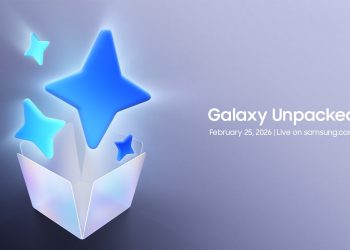 Official Samsung Galaxy Unpacked 2026 event invitation image showing stylized Galaxy AI logo and event date