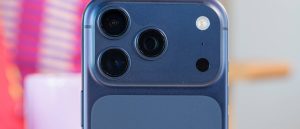 Blue iPhone showing rear camera module illustrating iPhone 18 Pro memory cost hike